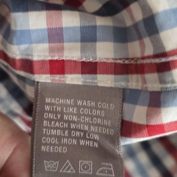 Onward Reserve Shirt Mens Large Red Blue Plaid Classic Fit Non Iron Cotton - Picture 13 of 16